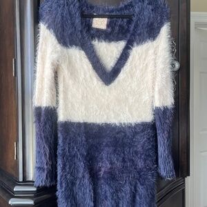 NWT Chaser Striped Furry Knit Sweater